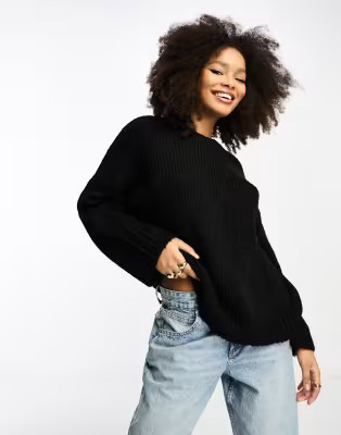 ASOS DESIGN oversized jumper with crew neck in black | ASOS (Global)