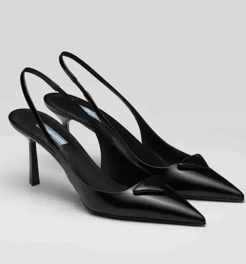 dress shoes elegant summer triangle brushed leather sandals shoes for women slingback pumps luxur... | DHGate