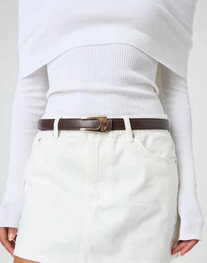 Statement Buckle Belt in Brown/gold | Glassons | Glassons (NZ)