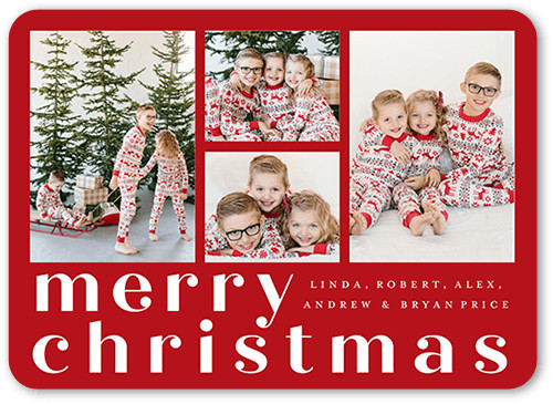Christmas Cards: Giving Gallery, Red, 5x7 Flat, 100% Recycled Cardstock, Rounded | Shutterfly