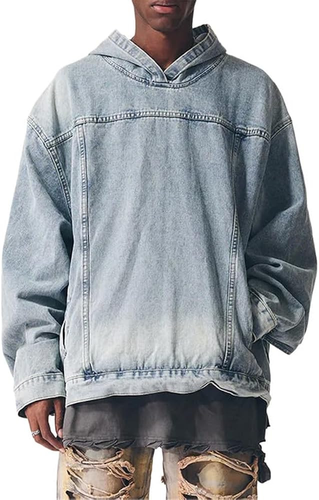 Oversized Denim Jean Jacket for Women Vintage Trendy Fashion Distressed Pullover Hoodie Casual Bo... | Amazon (US)