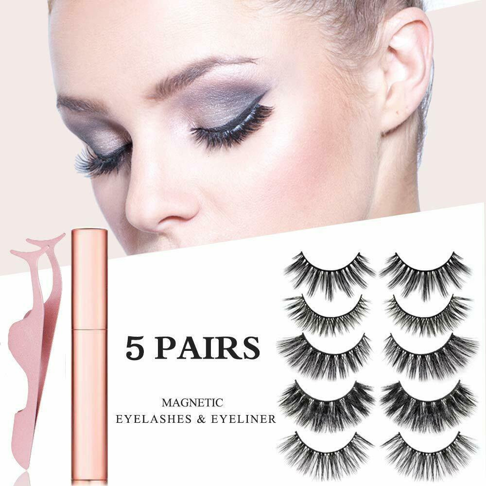 10 Pcs Magnetic False Eyelashes Lashes with Magnetic Lliquid Eyeliner Kit Mixed 5 Styles | Walmart (US)