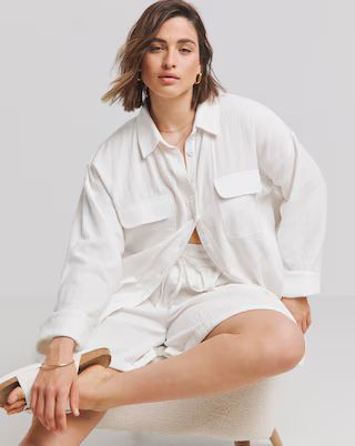 White Cheesecloth Shorts | Simply Be (UK)