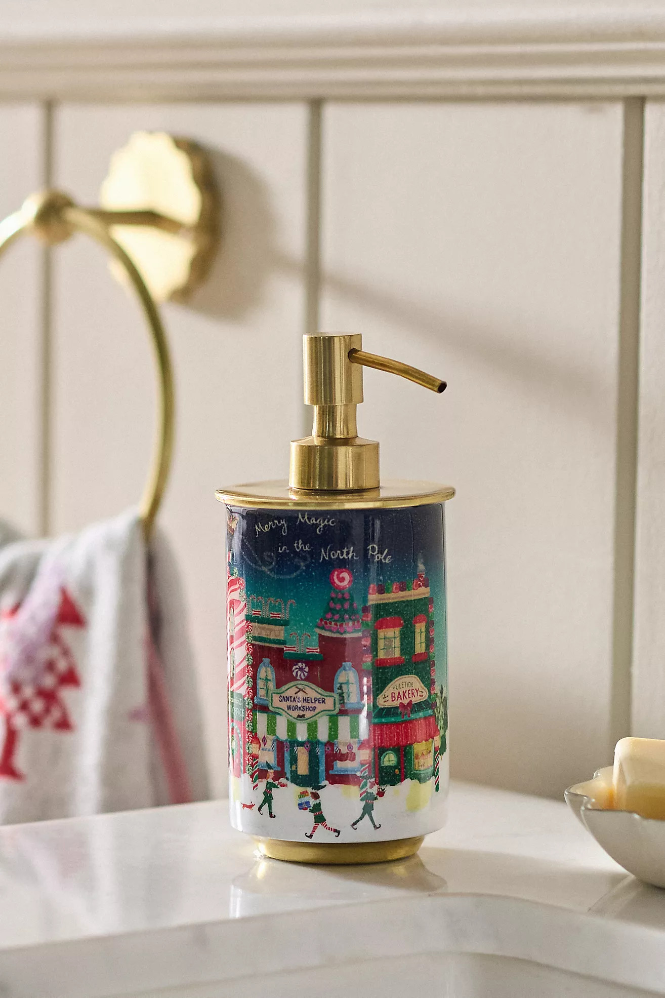 North Pole Printed Pattern Metal Soap Pump | Anthropologie (US)