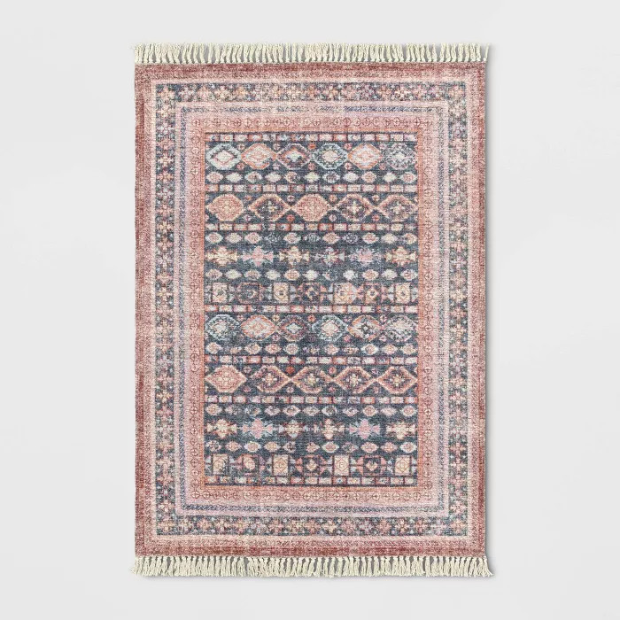 Alexandra Floral Printed Border Persian Rug Blush - Opalhouse™ | Target