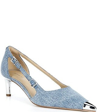 Michael Kors Kasia Mid Washed Denim Pointed Cap Toe Pumps - 11 | Dillard's