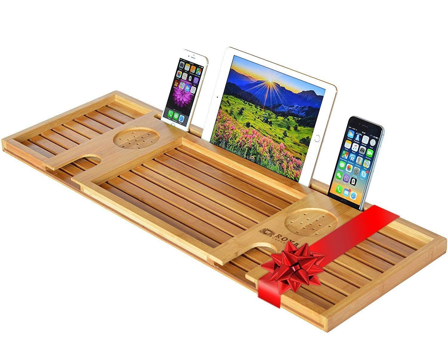 Royal Craft Wood Natural Bamboo Bathtub Caddy/Bath Serving Tray for 2, Luxury Bathtub Accessories... | Walmart (US)