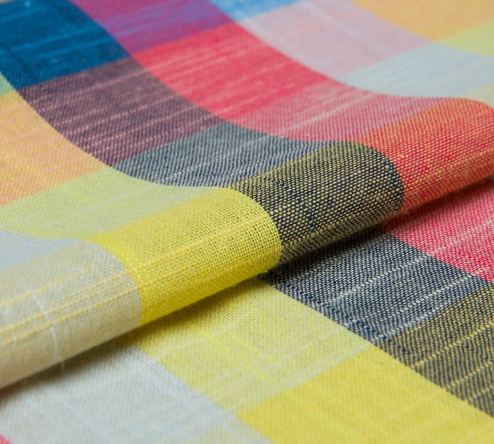 Yarn-Dyed Pure Linen Plaid Fabric, Countryside Style, Checked Pattern, Red Hue, 56.3" Width, Craf... | Amazon (US)