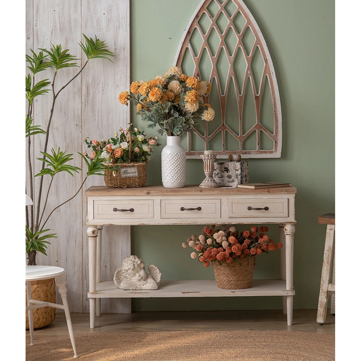 One Allium Way® 47.24" Brown;White Rectangular Solid + Manufactured Wood Console Table | Wayfair | Wayfair North America