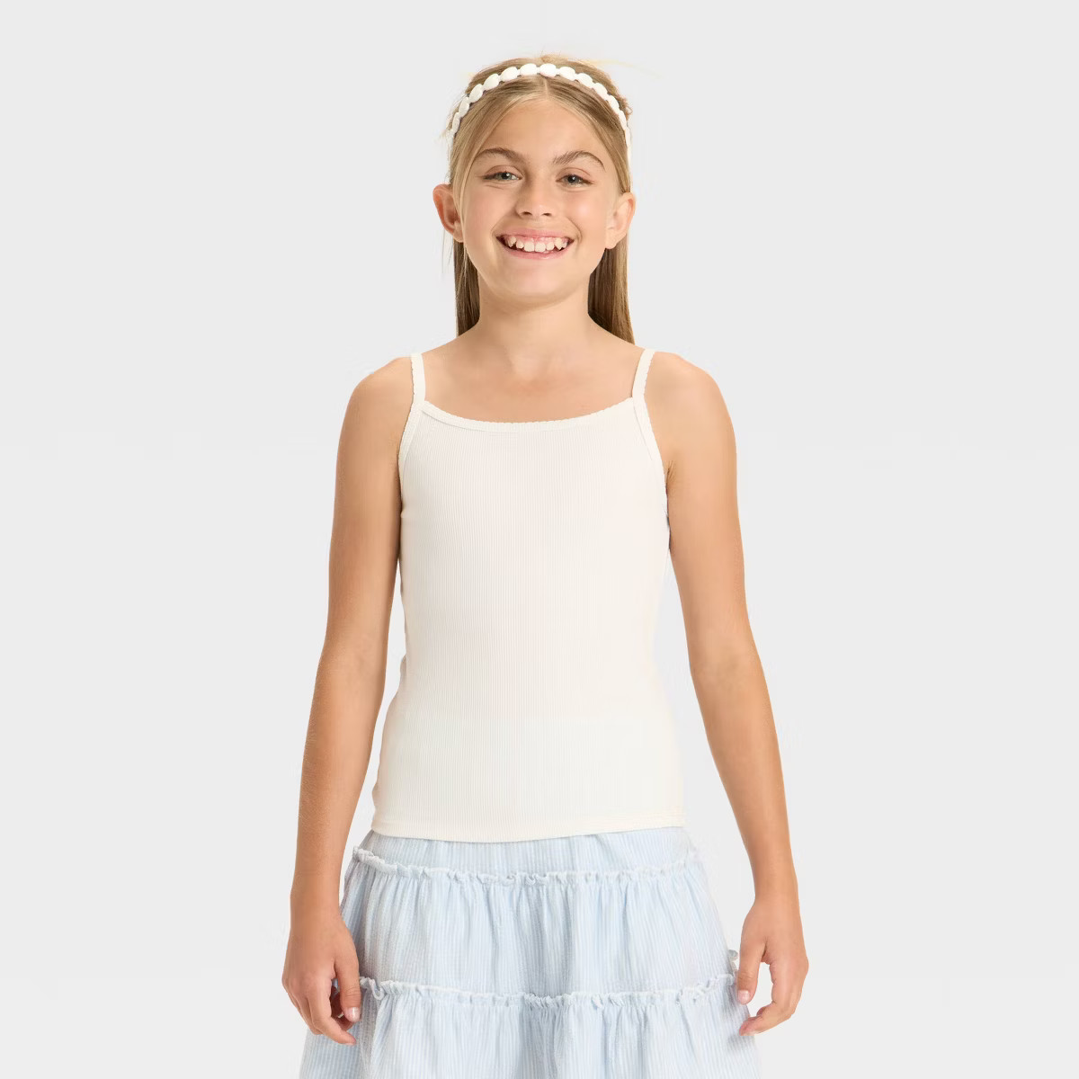 Girls' Fitted Ribbed Tank Top - Cat & Jack™ Light Mauve L | Target