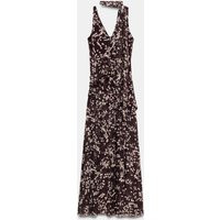 Zara - Long Dotted Tulle Dress - Brown / Ecru - S - Woman | Zara UK