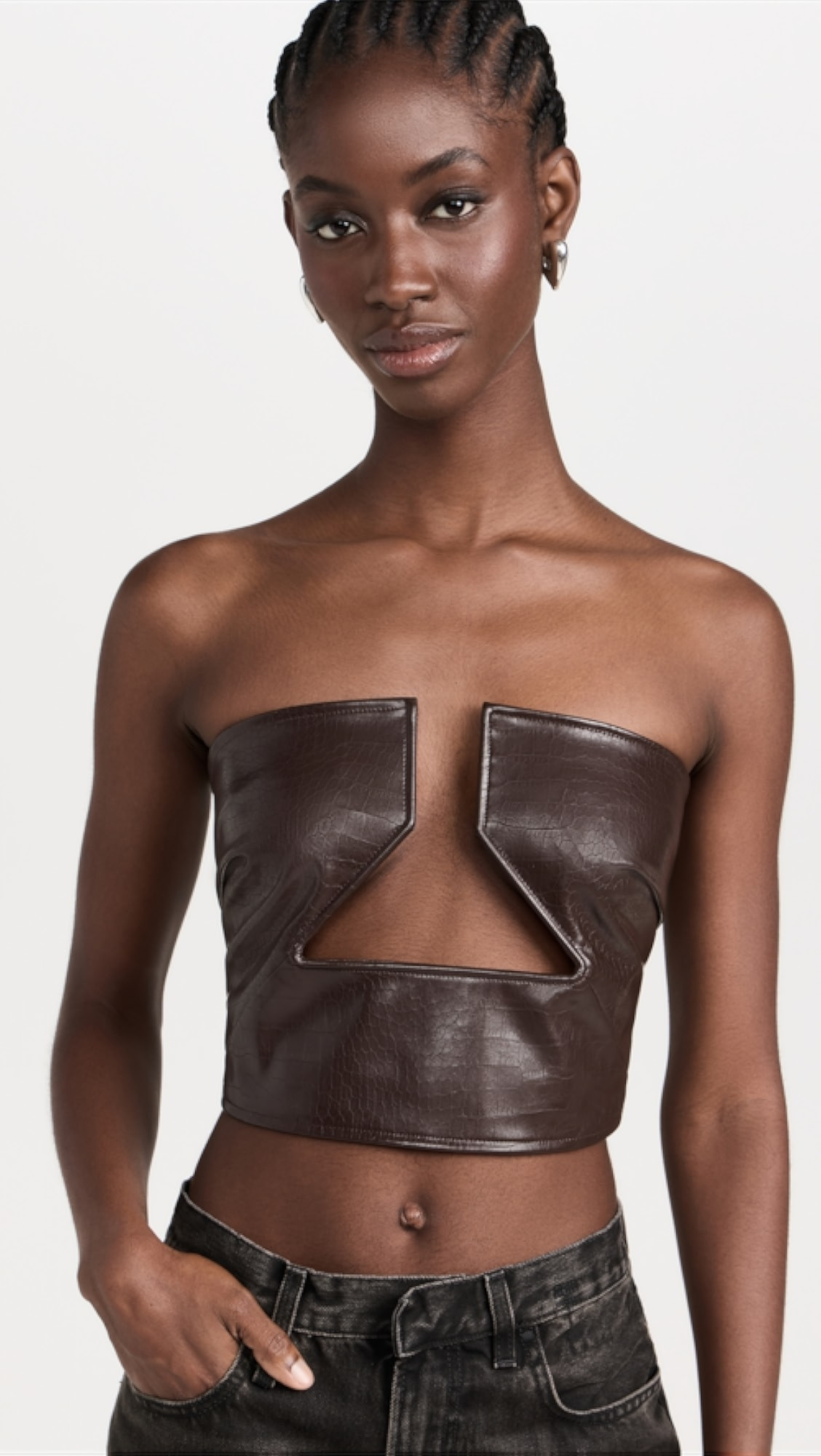 AFRM Avery Croc Faux Leather Prong Top | Shopbop | Shopbop