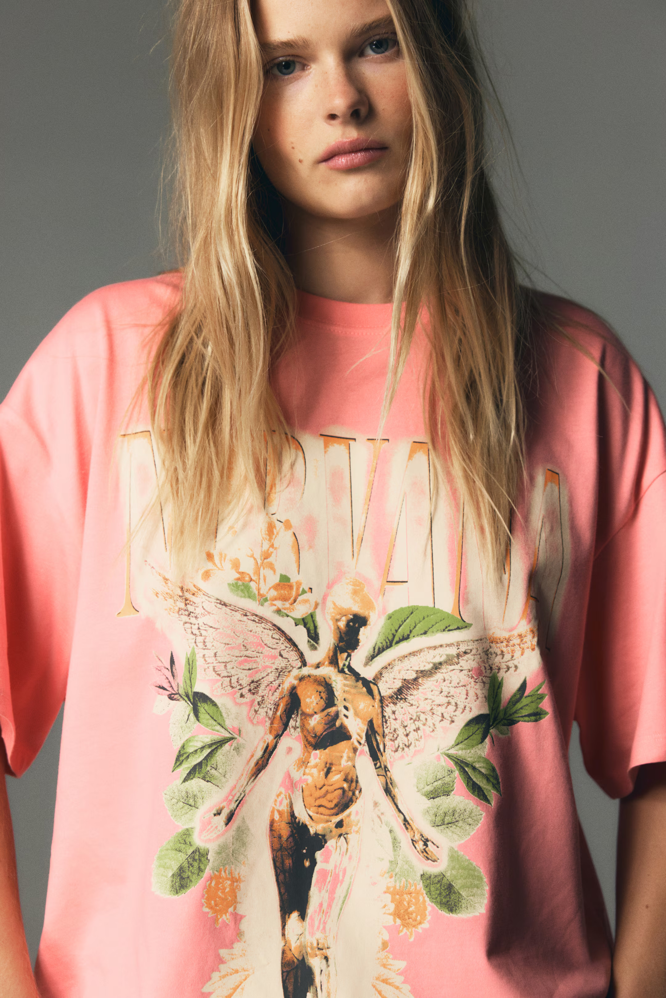 Oversized printed T-shirt - Pink/Nirvana - Ladies | H&M GB | H&M (UK, MY, IN, SG, PH, TW, HK)