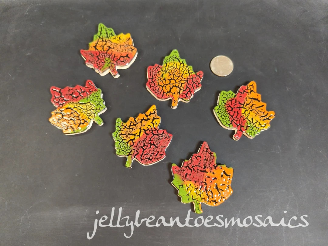 Handmade Ceramic Autumn Fall Maple Leaf Mosaic Tiles - Etsy | Etsy (US)