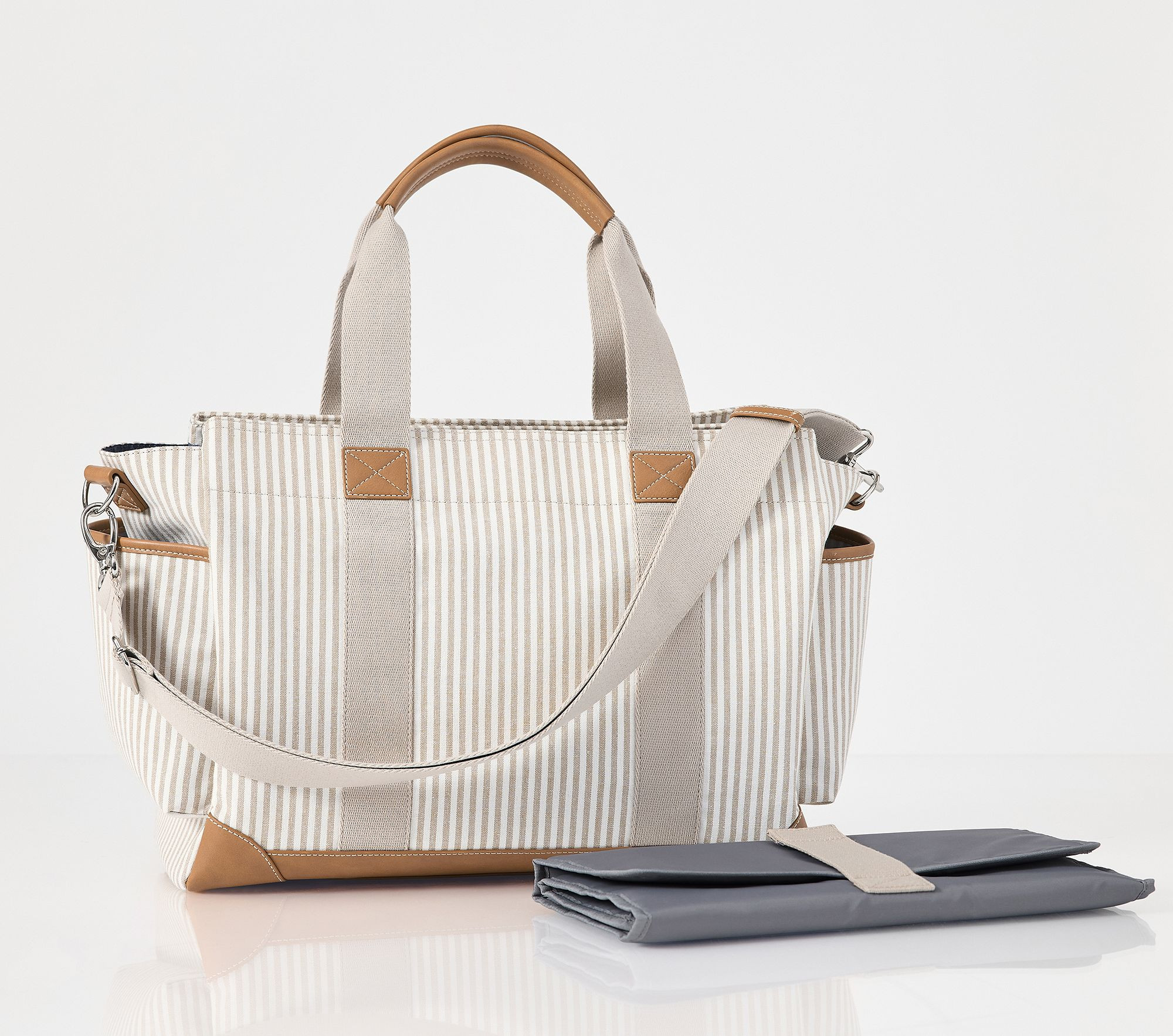 Oatmeal Wheaton Stripe Classic Diaper Bag | Pottery Barn Kids