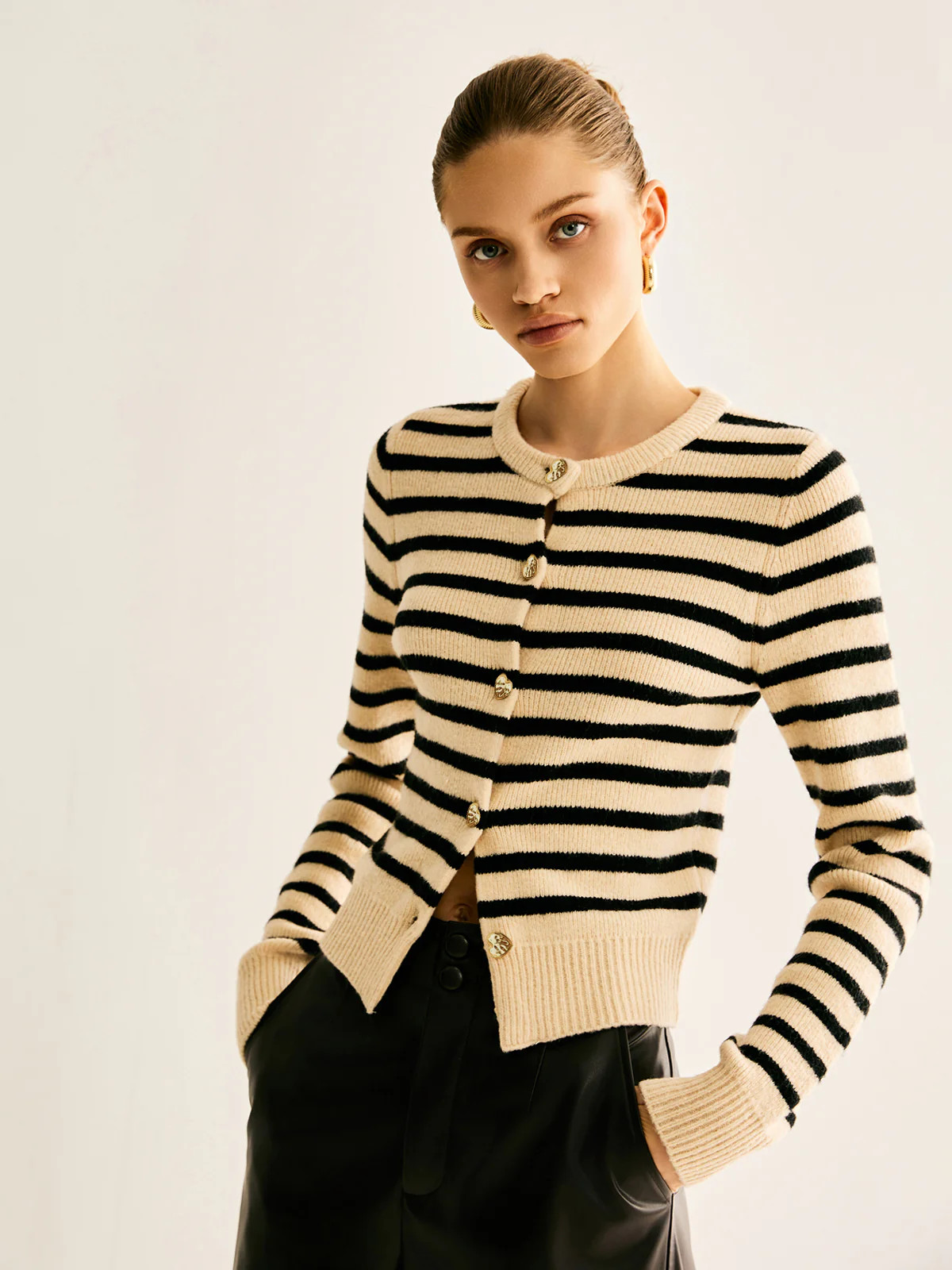Ribbed Striped Cardigan | Commense