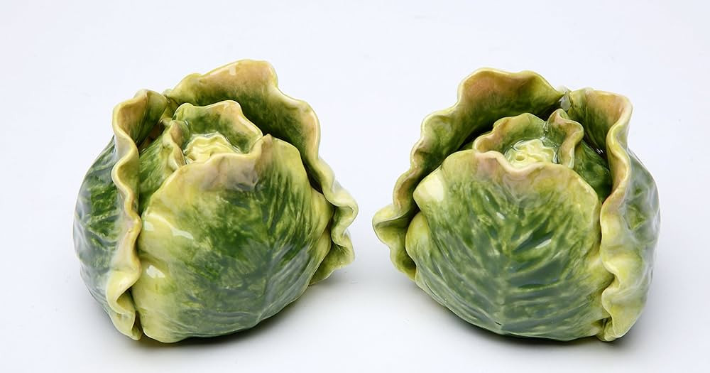 20735 Fine Ceramic Green Cabbage Lettuce Salt and Pepper Shakers Set, 2-3/4" L | Amazon (US)