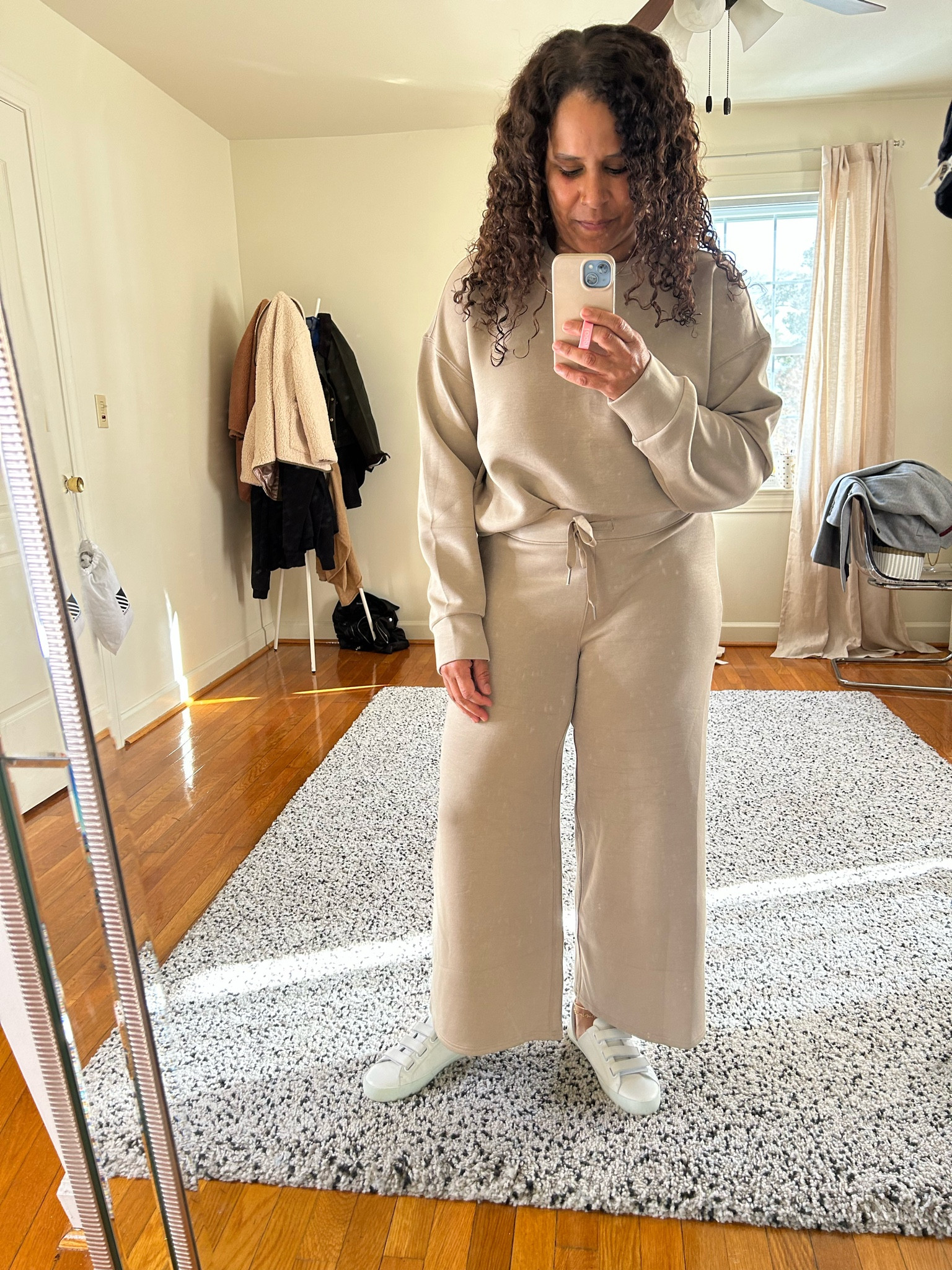 The ‘ most luxurious travel outfit’ . 
I’m wearing my regular size in both. 
Top- size medium 
Bottom size medium petite 
Use code Hgcxspanx for an additional % off. 

#LTKtravel #LTKcurves