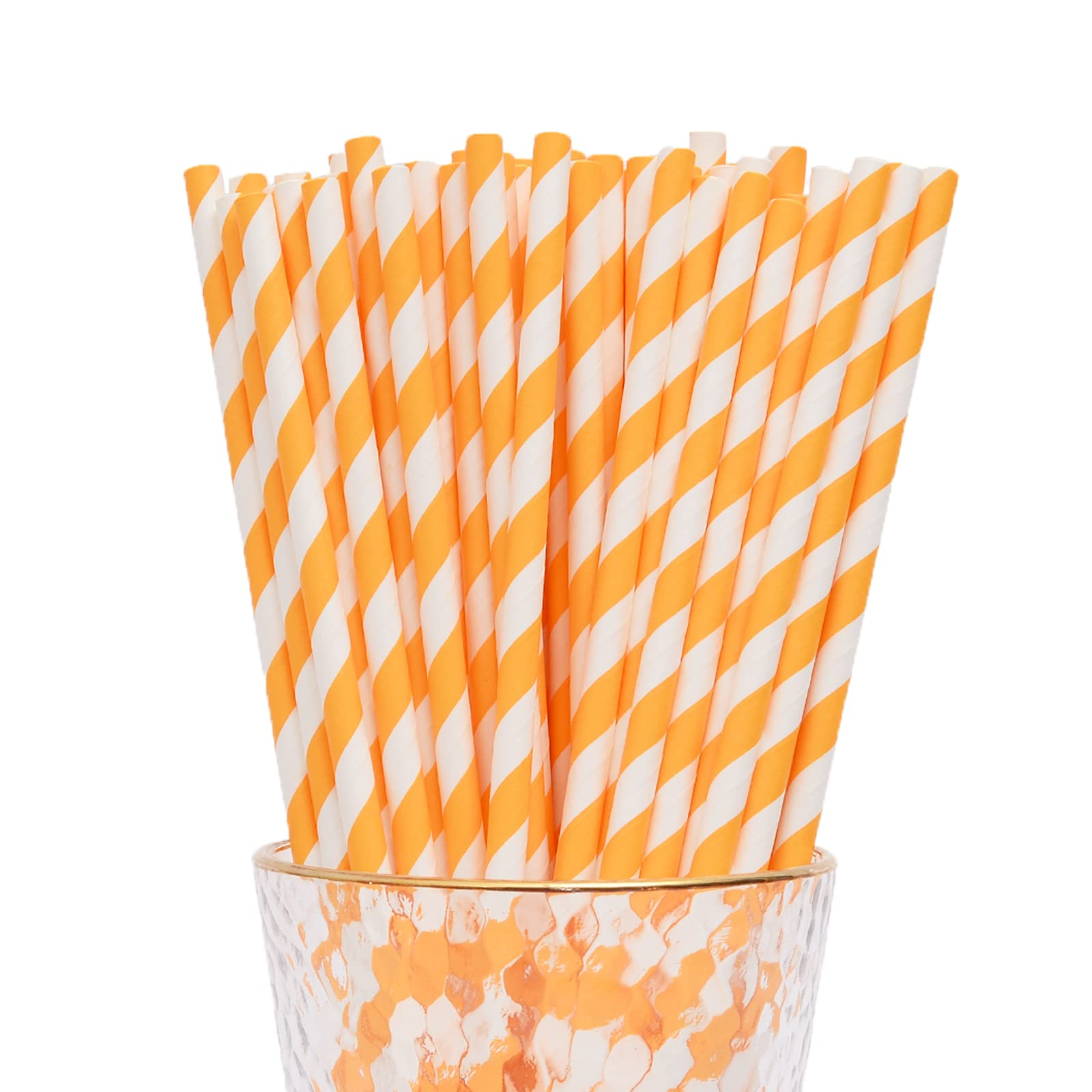 YAOSHENG Paper Straws for drinking, 100 Pack Orange Striped paper straws for Party Supplies,Birth... | Amazon (US)