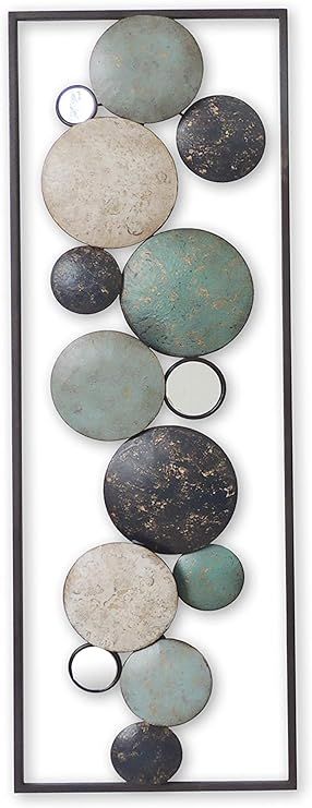 All American Collection New Modern Chic Aluminum/Metal Wall Decor Frame 12inx36in (Aqua/Grey/Beig... | Amazon (US)