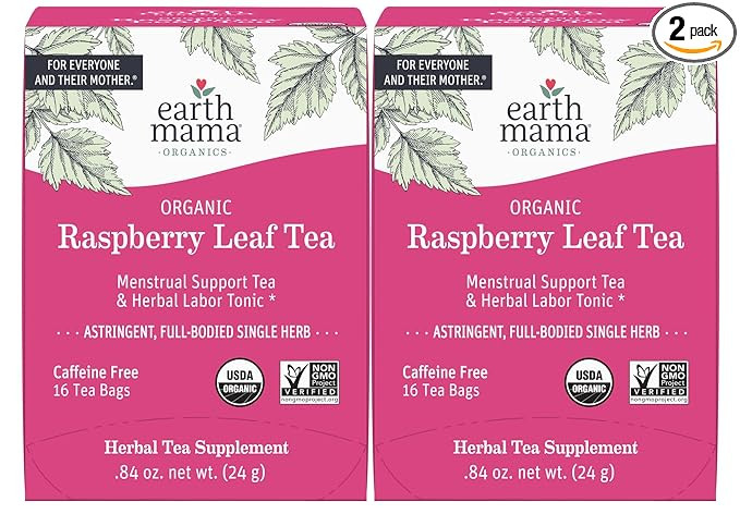 Earth Mama Organic Raspberry Leaf Tea Bags | Labor Tonic & Menstrual Support Herbal Tea, Red Rasp... | Amazon (US)