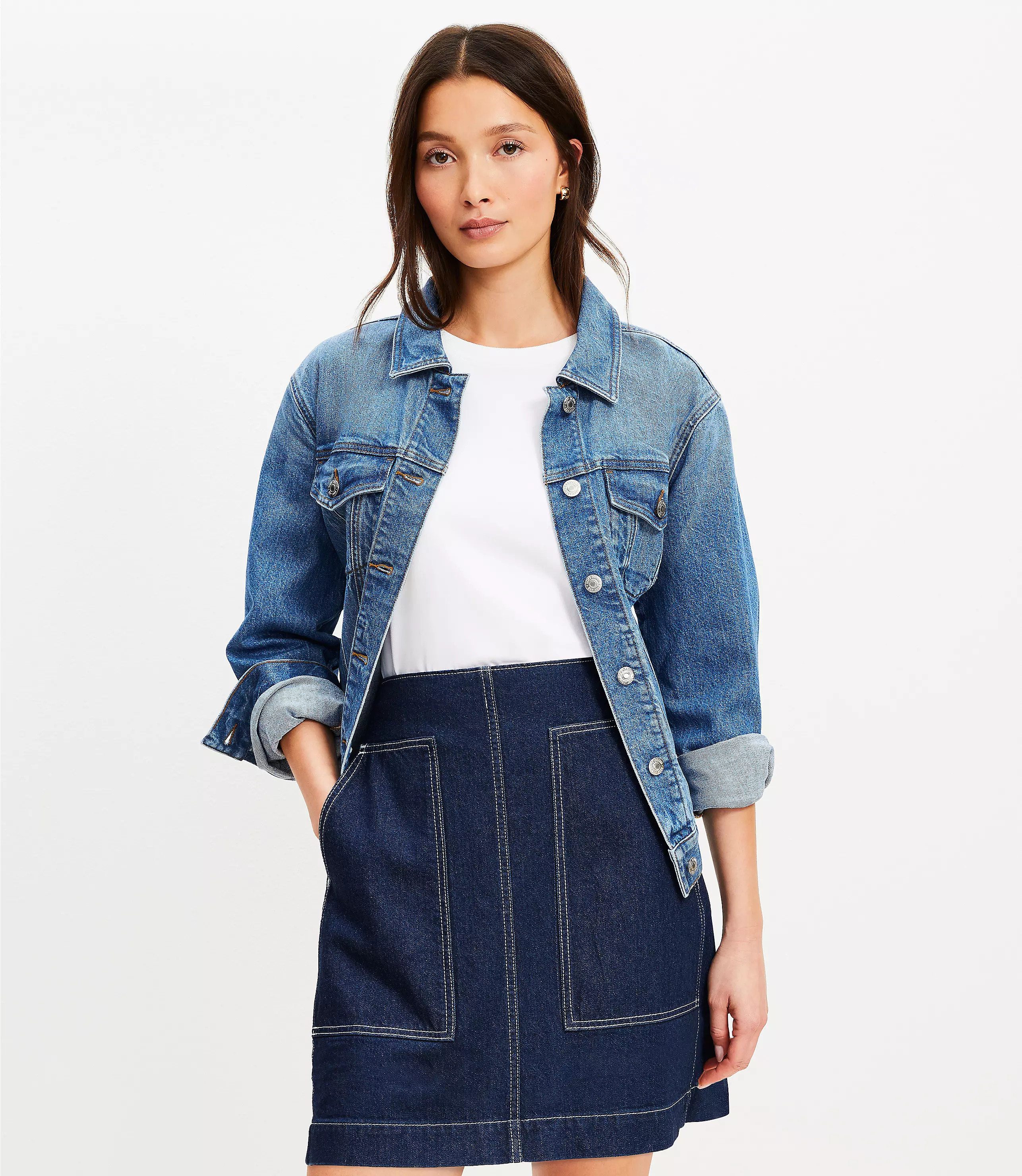 Denim Utility Skirt in Rinse Wash | LOFT