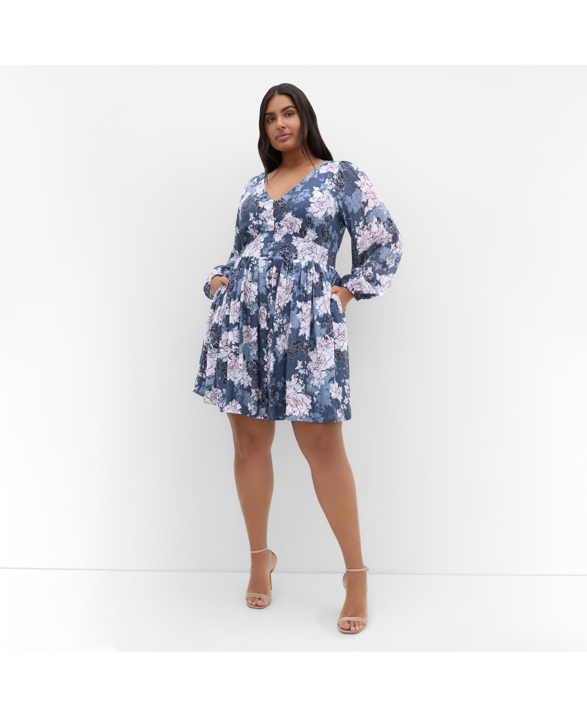 City Chic Women's Silver Blossom Mini Dress - Silver blossom | Macy's