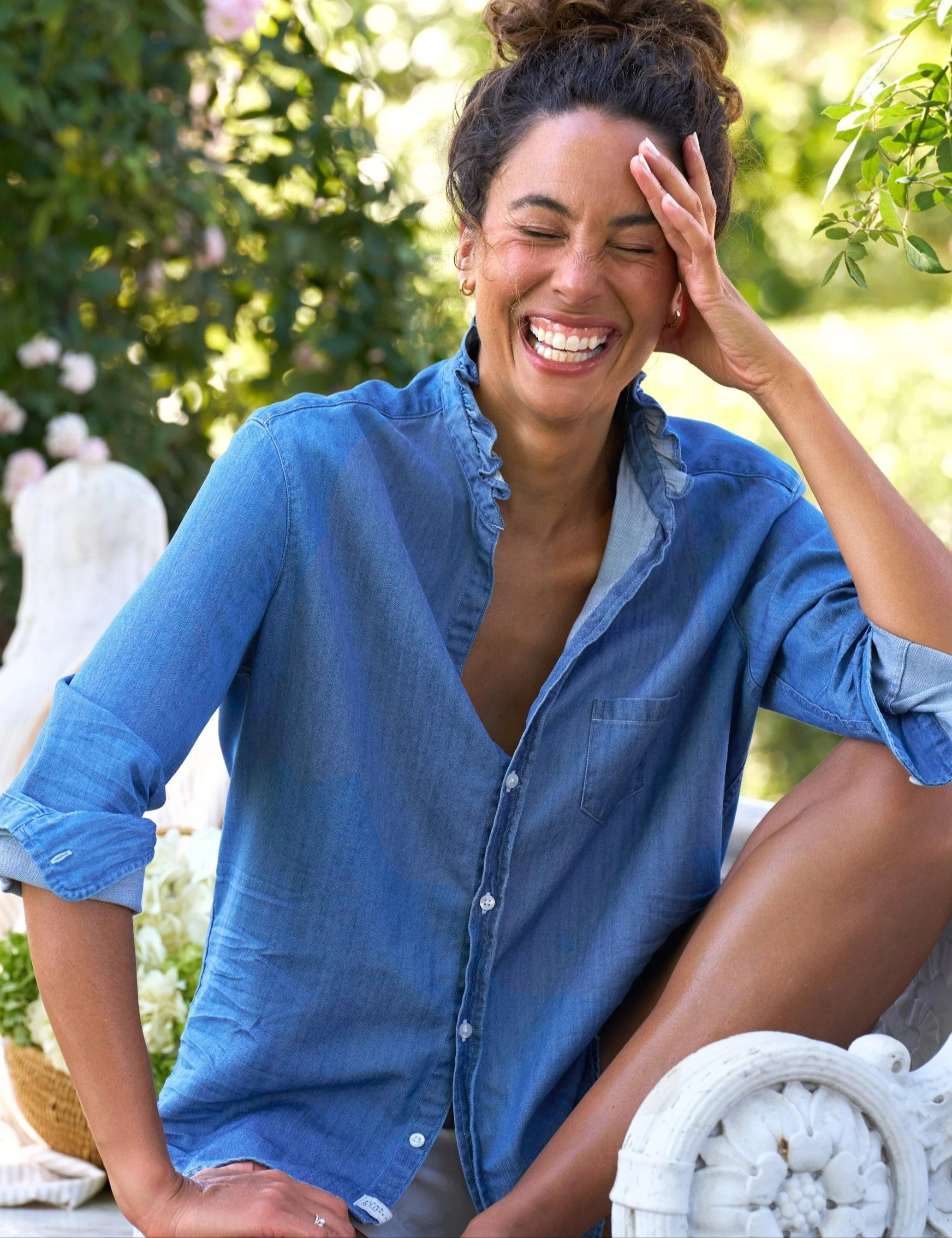 EILEEN RUFFLE Vintage Stonewashed Indigo, Famous Denim | Frank & Eileen