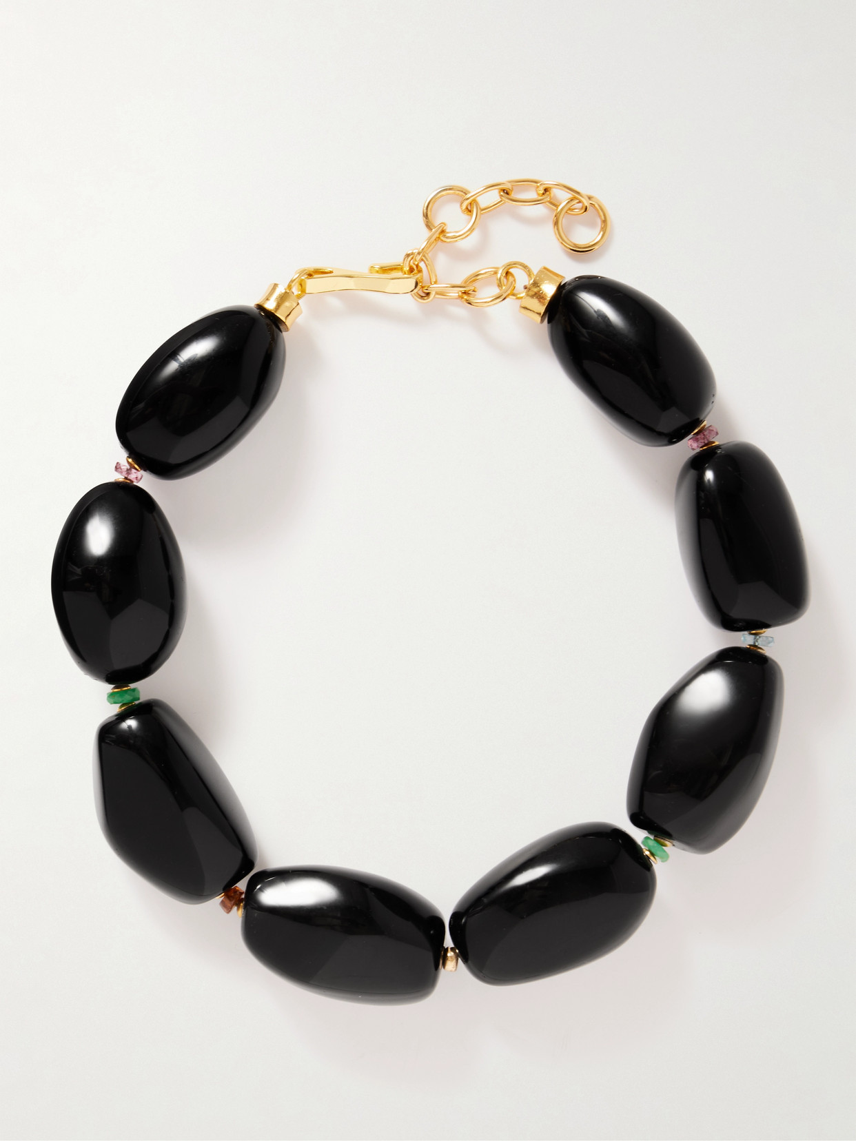 Lizzie Fortunato - Lobos Gold-plated Multi-stone Beaded Choker - Black | NET-A-PORTER (US)