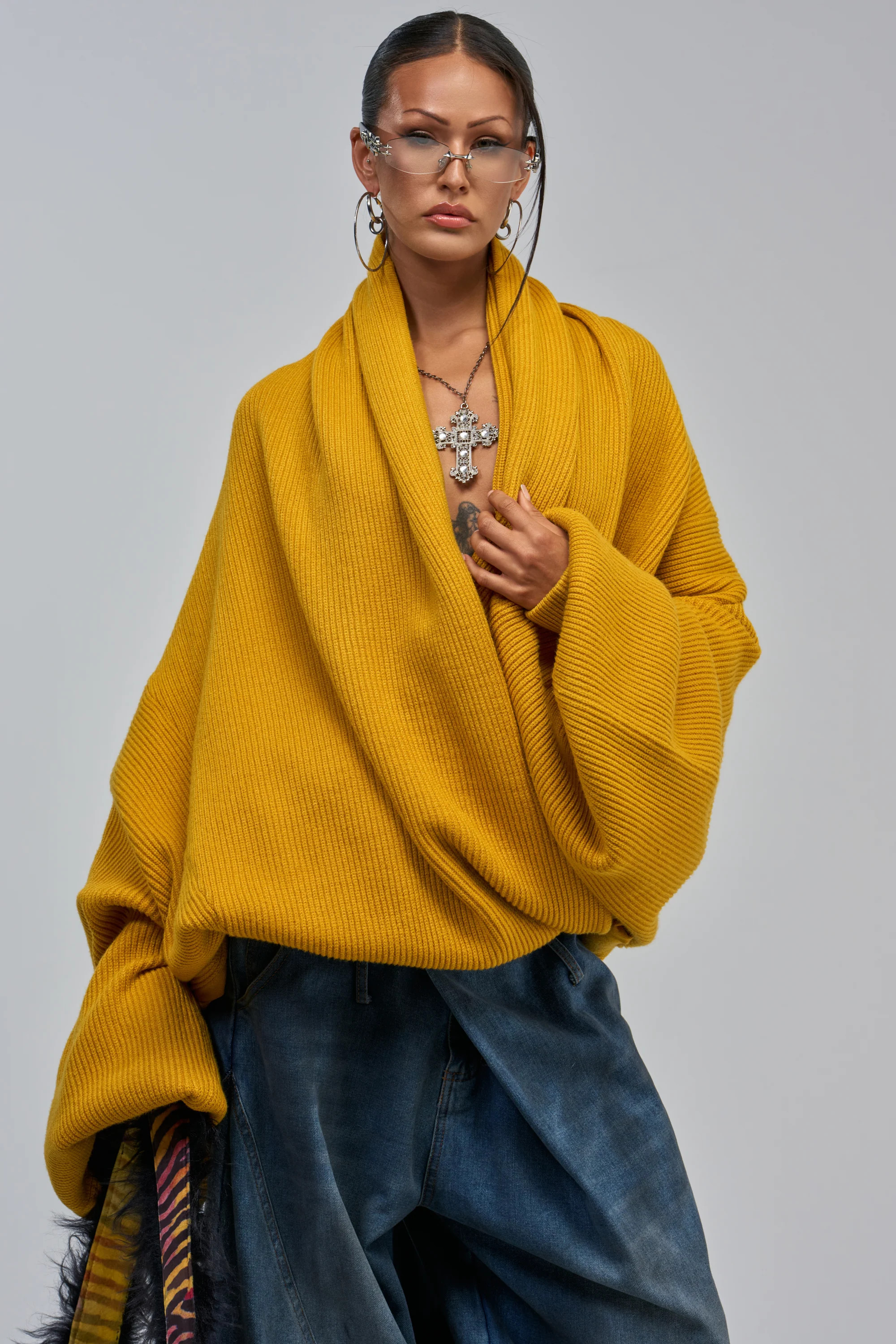 CRAZY FOR YOU CROSS FRONT SWEATER IN MUSTARD | AKIRA