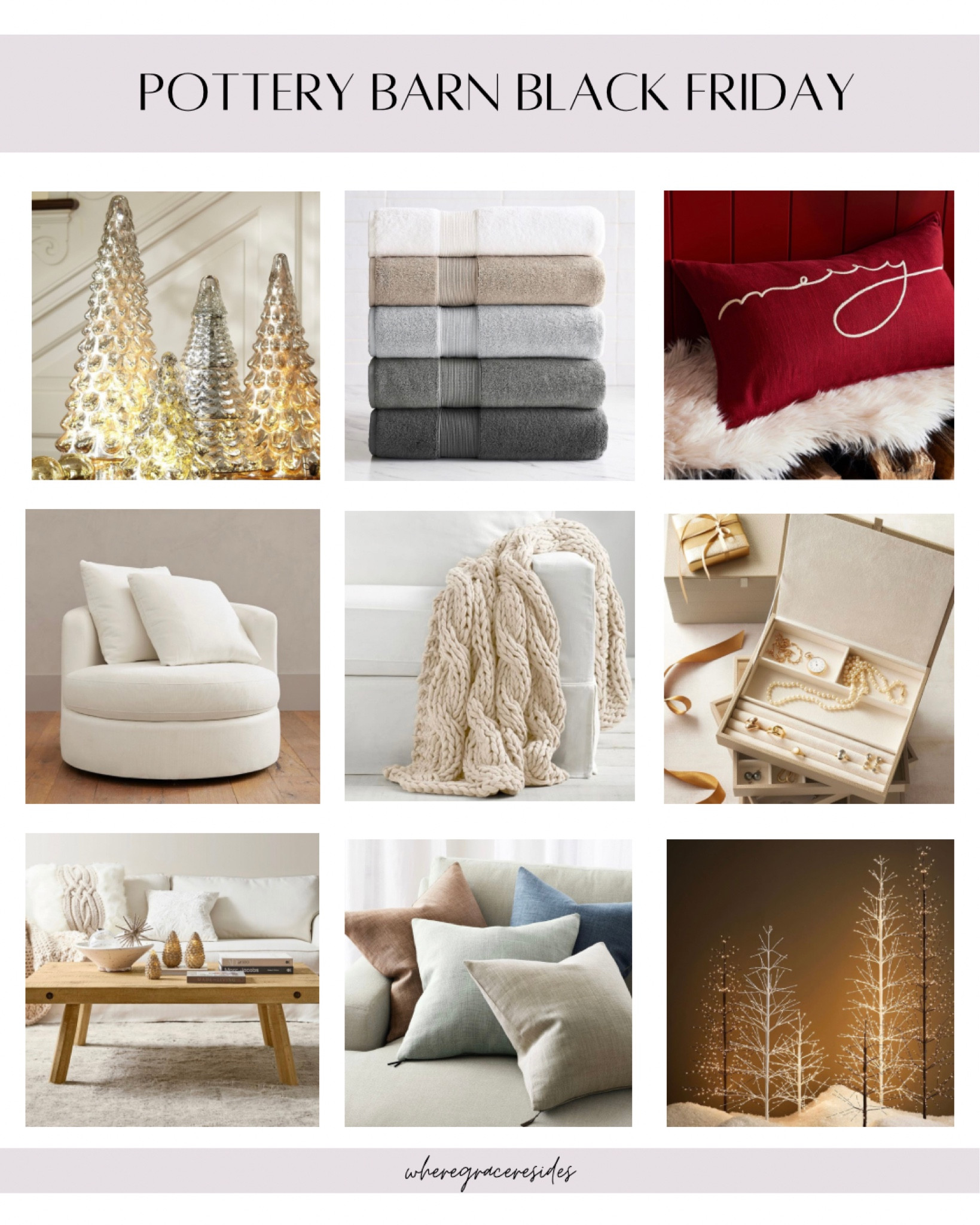 Lots of things on sale at Pottery Barn including Christmas decor! Would make great gifts too  

Home decor,  Christmas decor, pillow, towel, jewelry box, gift guide, gift idea 

#LTKGiftGuide #LTKhome #LTKCyberWeek