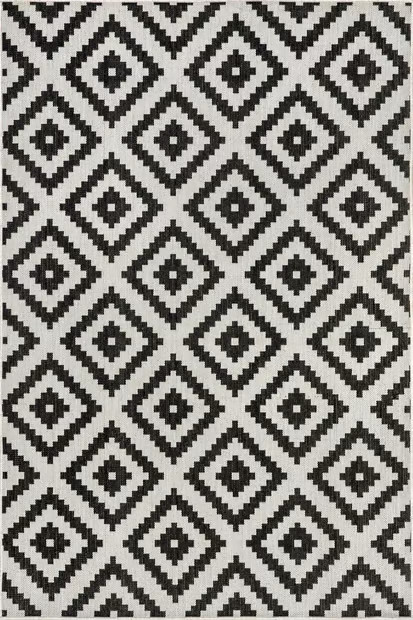 Summerfield Mallia Moroccan Trellis Indoor/Outdoor Black and Off White Rug | Rugs USA