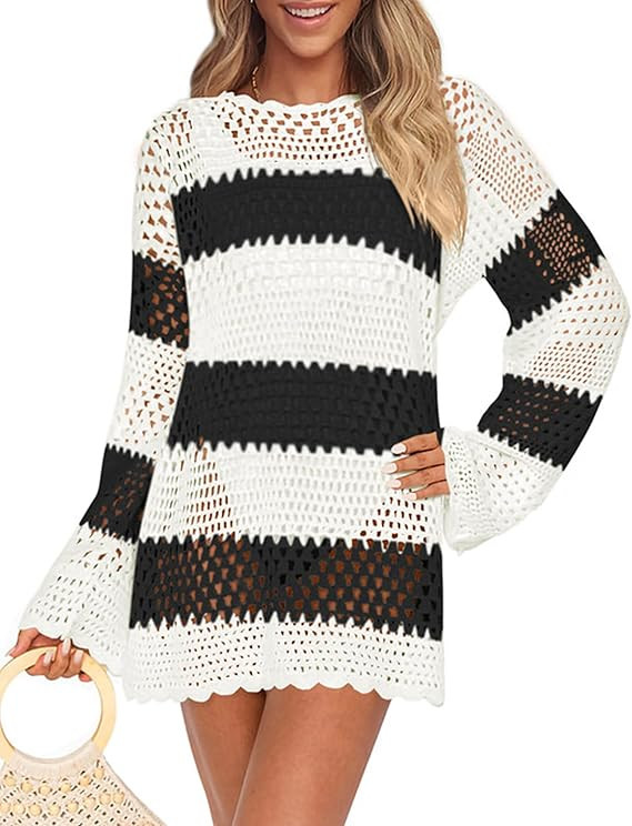 PRETTYGARDEN Women's 2025 Swimsuit Cover Ups Crochet Knit Bathing Suit Swimwear Summer Dresses Fa... | Amazon (US)