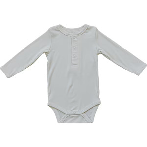 Mebie Baby Cream Bamboo Snap Long Sleeve Ribbed Bodysuit | Mebie Baby