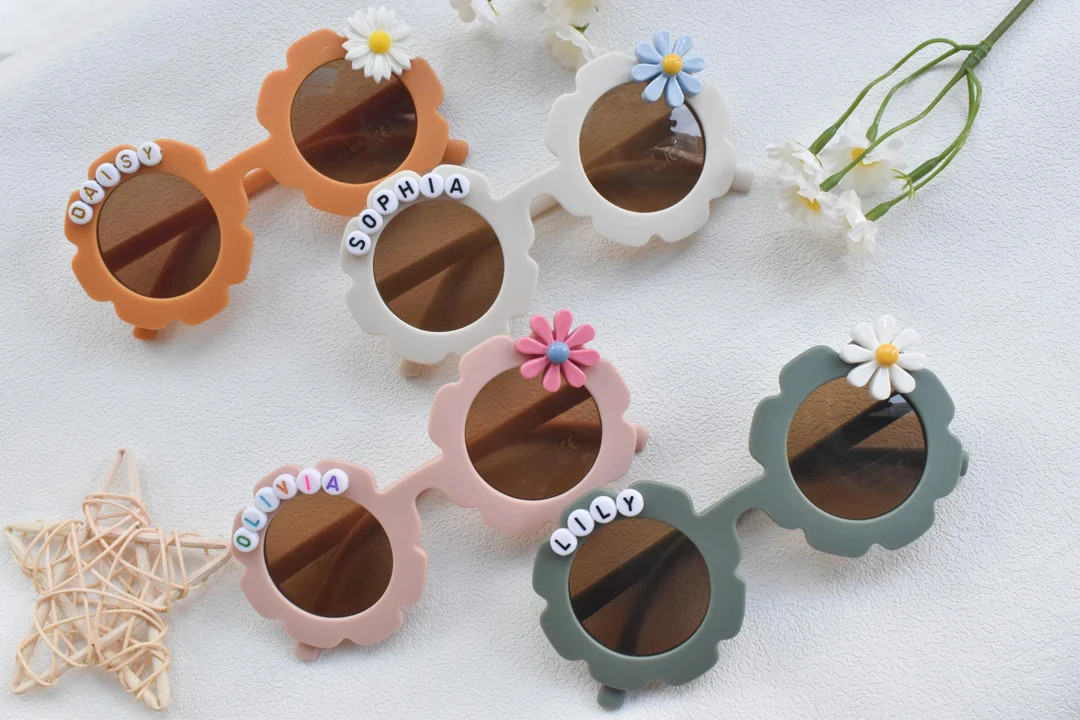 Floral Daisy Girls Personalized Name Sunglasses|uv400 Protection|toddler Gift|kids Gift Lkids Per... | Etsy (US)