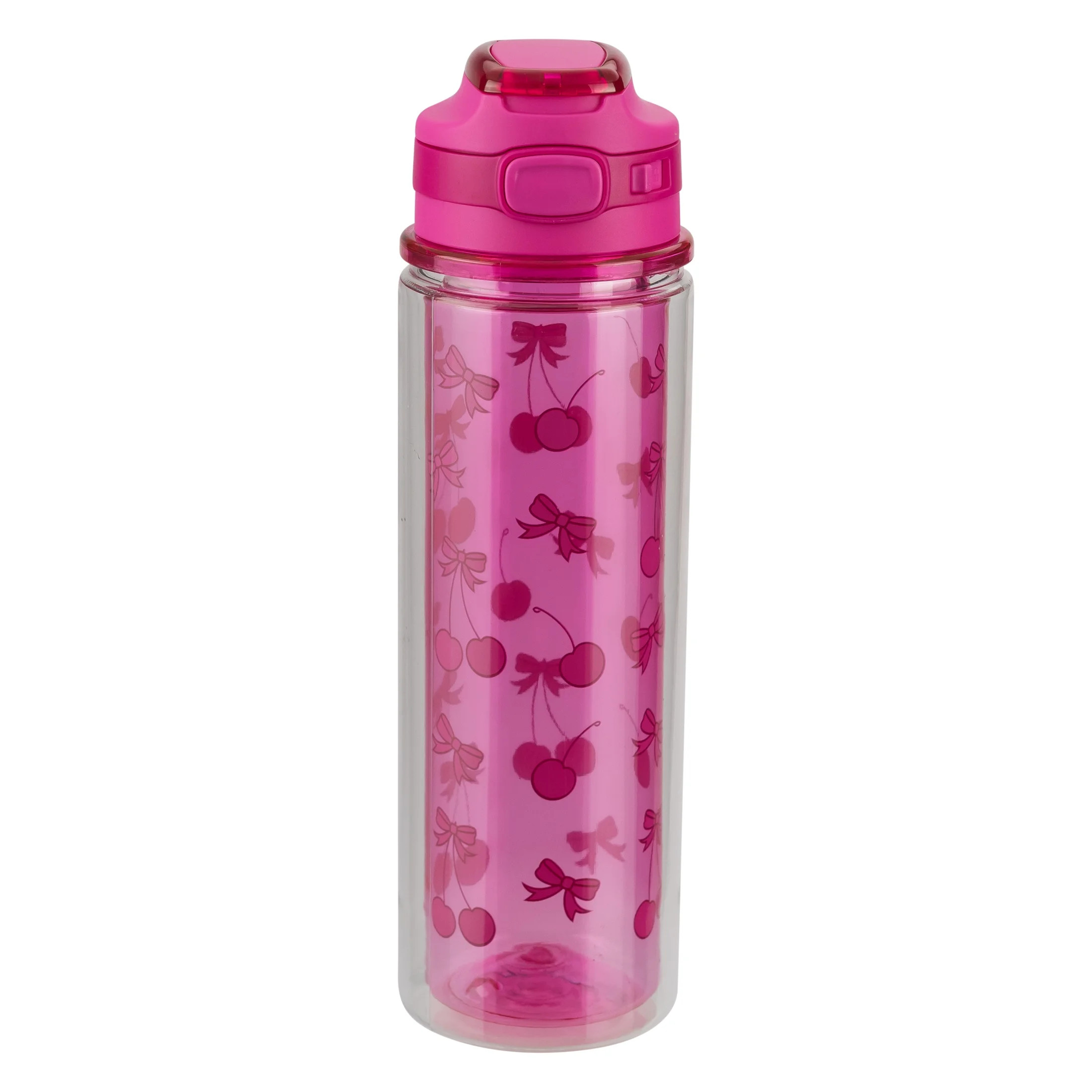 Cherries and Bows Plastic Tumbler with Chugger Lid, Pink, 20 oz, Valentine's Day by Way To Celebr... | Walmart (US)
