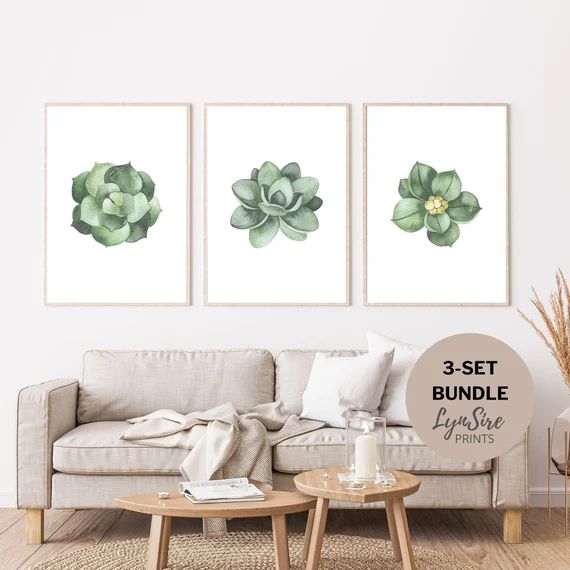 Succulent Wall Art Printable Set of 3 Botanical Print Set - Etsy | Etsy (US)