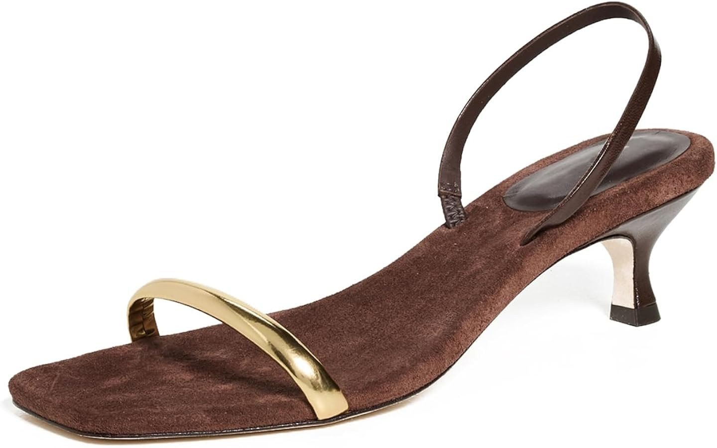 Low Kitten Heel Sandals for Women Open Toe Metallic Finish Sandals One Strap Slip on Backless Sum... | Amazon (US)