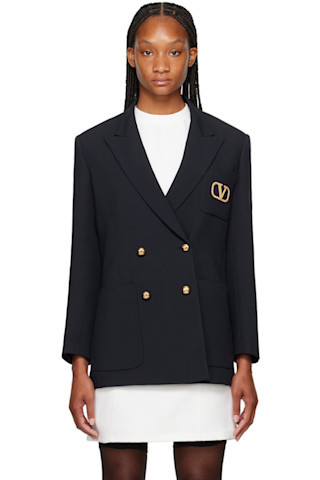 Navy Double-Breasted Blazer | SSENSE