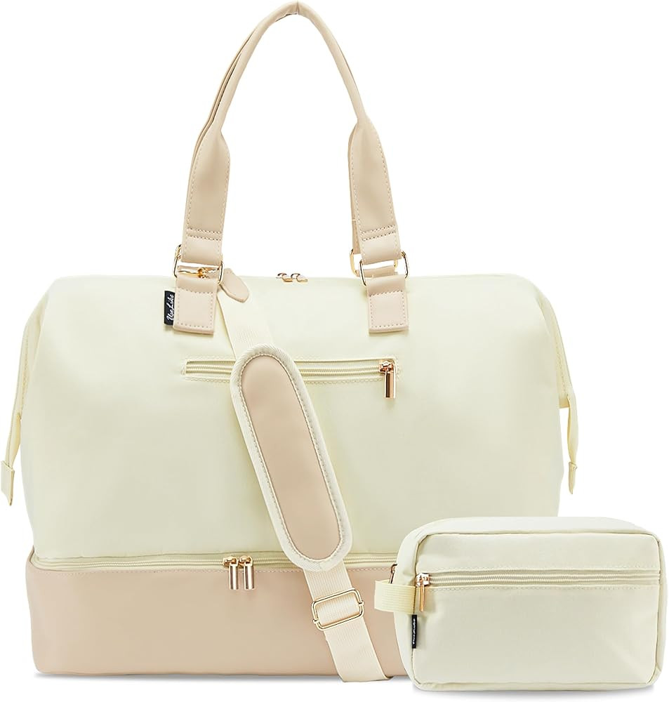 Weekender Bags for Women, Large Travel Duffel Bag with Shoes Compartment, Carry On Overnight Tote... | Amazon (US)