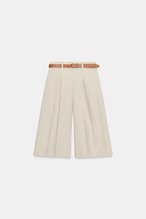 High-waisted shorts with front pleats and a belt. Hidden side in-seam zip closure. | Zara US
