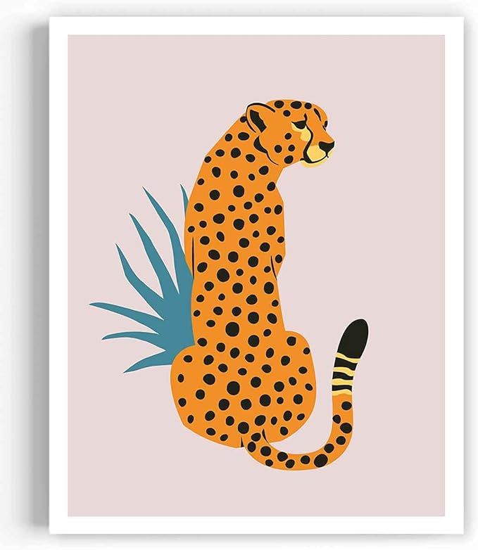 Leopard Wall Art Boho Poster Jungle Animal Pictures for Bedroom Living Room - Gold, Pink Cheetah ... | Amazon (US)