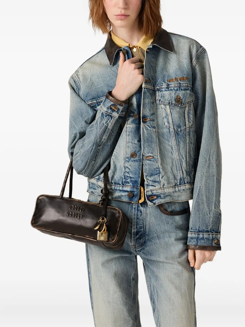 Miu Miu Beau logo-embossed Tote Bag | Brown | FARFETCH PH | Farfetch Global