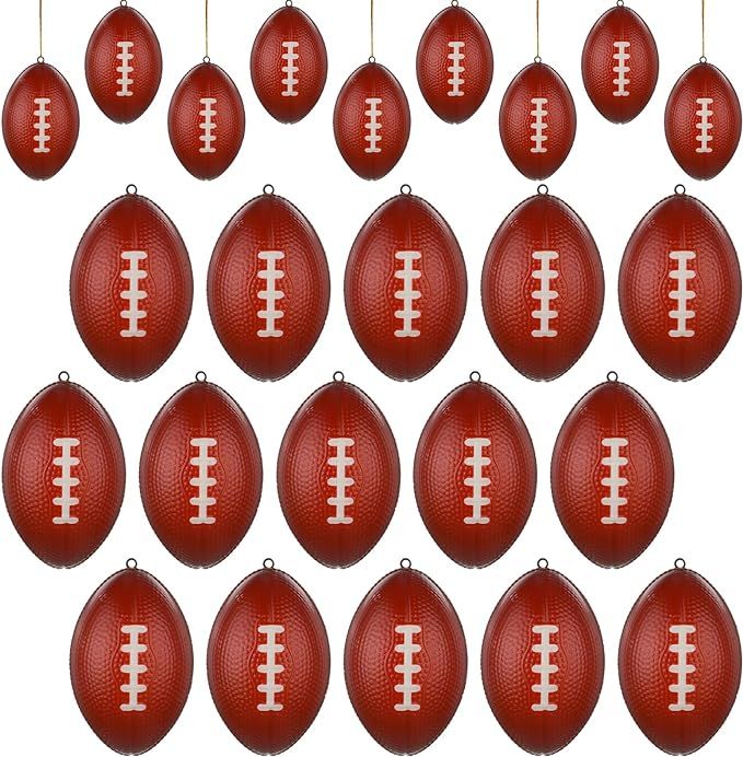 Remuuly 24 Pcs Christmas Sports Ball Ornaments 2.5 Inch Football Xmas Ball Ornaments PU Decorativ... | Amazon (US)