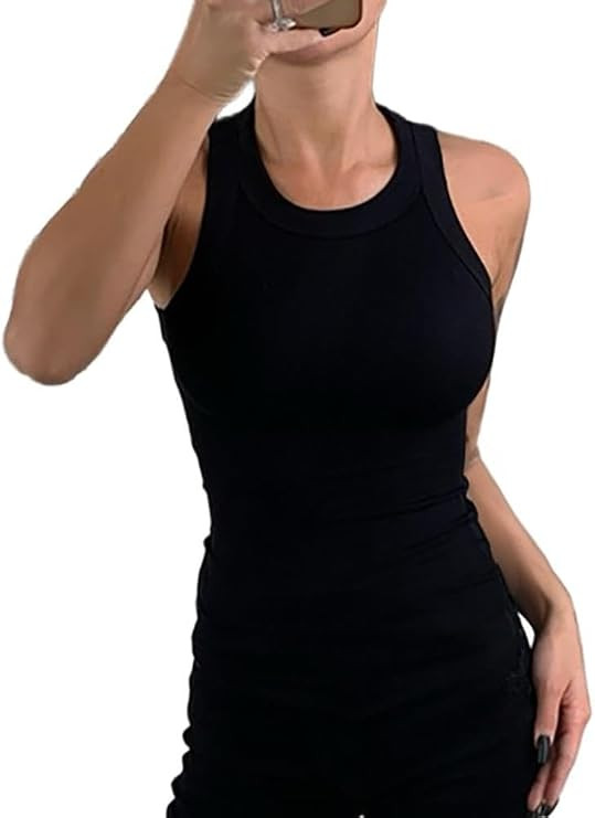 CHICME Women's High Neck Ribbed Tank Top Cami | Sleeveless Design, Soft Stretch Knit, Flattering ... | Amazon (US)