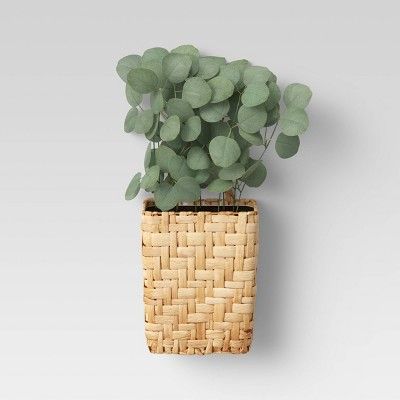 Hanging Woven Planter with Eucalyptus Plants Wall Sculpture Green - Threshold&#8482; | Target