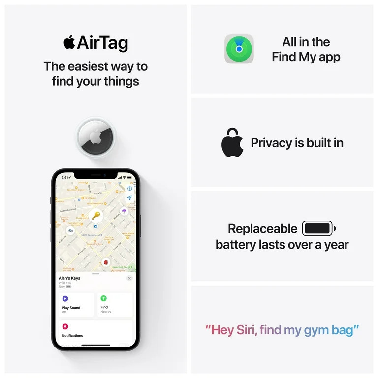Apple AirTag - 1 Pack, Item Tracker with Apple Find My - Walmart.com | Walmart (US)