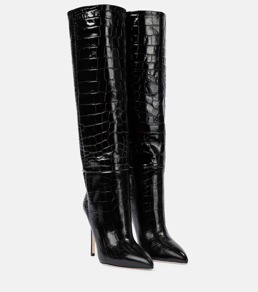 Croc-effect leather knee-high boots | Mytheresa (US/CA)
