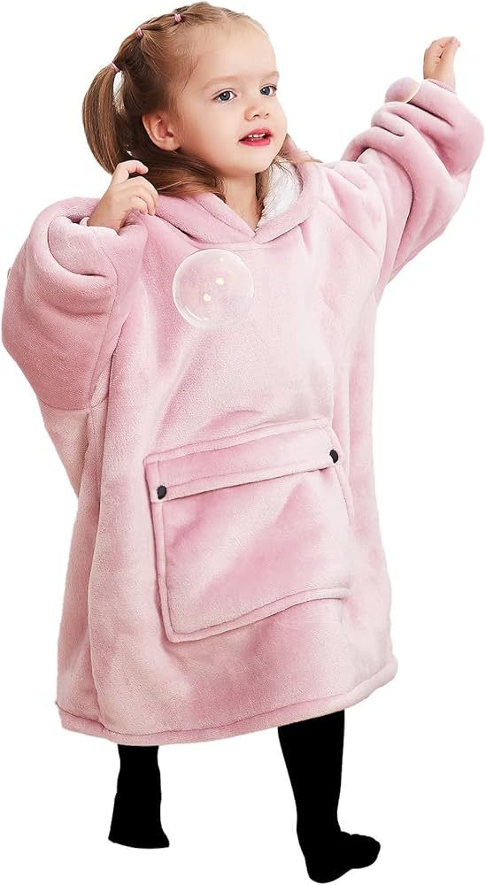 KFUBUO Wearable Blanket Hoodie for Kids Toddlers Sherpa Blanket Sweatshirt With Pocket Cute Hoodi... | Amazon (US)