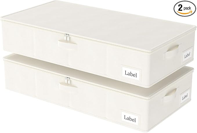 Yawinhe Foldable Underbed Storage Bags, Containers Bin with Lids, Large Under Bed Organizer Box, ... | Amazon (US)